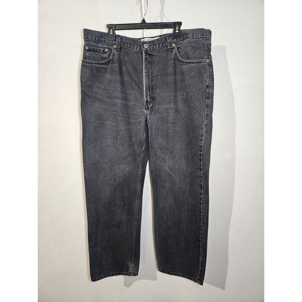 Levis 550 Jeans Mens 42x32 Black Gray Relaxed Fit Tapered Leg Denim (FITS 42X31)